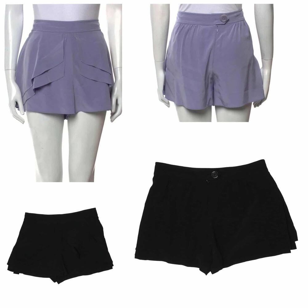 Tibi Black Silk Satin Layered Hi-Rise Shorts Size 6 BLACK